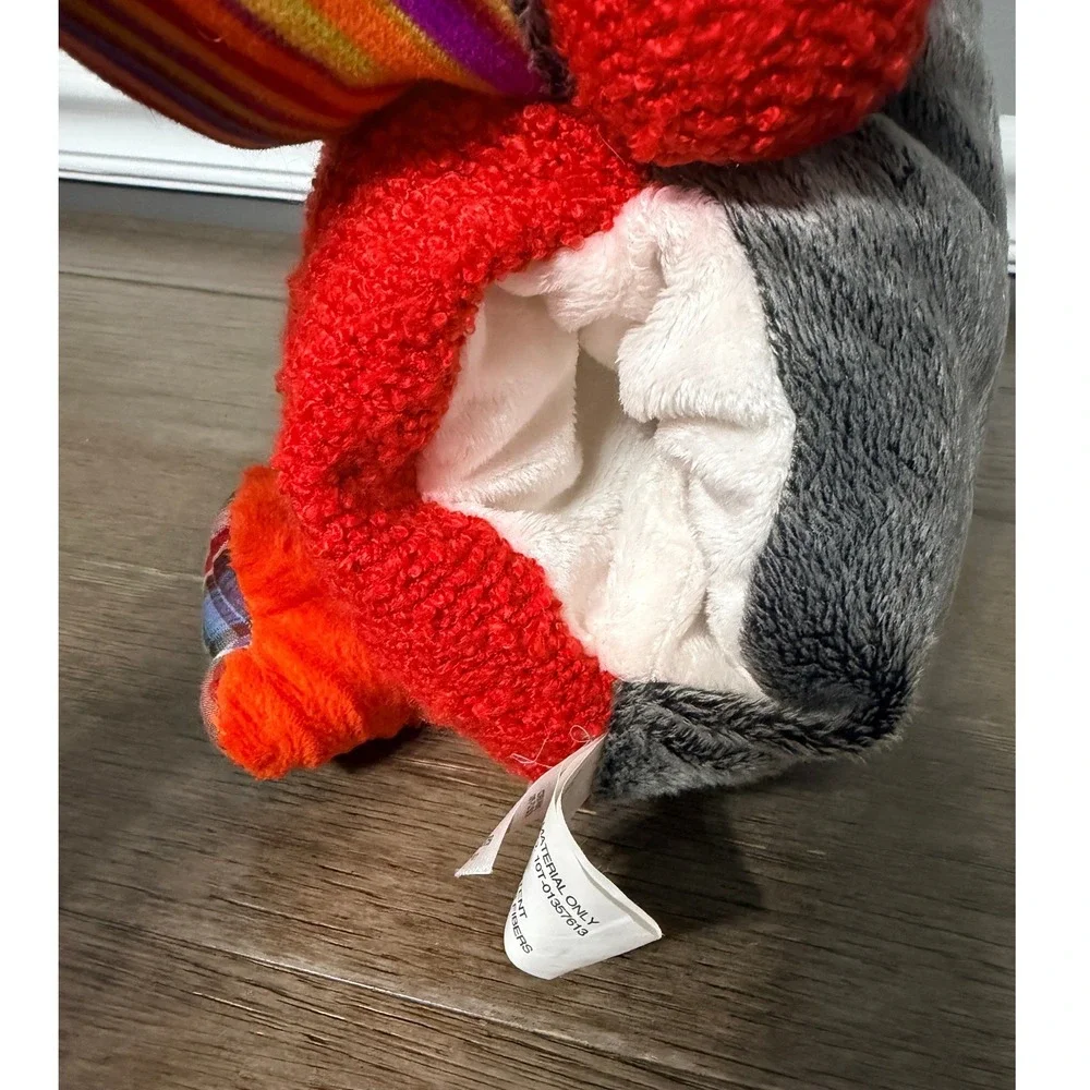 Pier 1 Imports‎ Penguin Plush Stuffed Animal Red Earmuffs Plaid Feet Winter